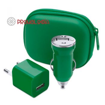 Set cargadores USB promocional.