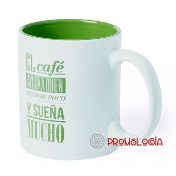 Taza promocional marcada a láser.